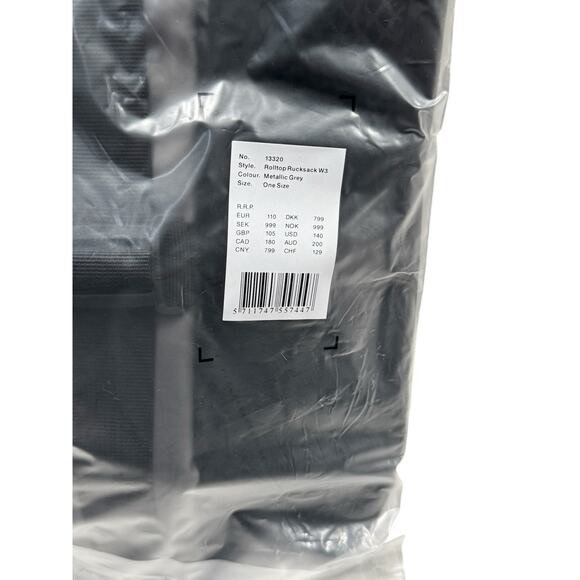 NWT! Rains Rolltop Rucksack W3 Metallic Gray - Unisex - Picture 11 of 14